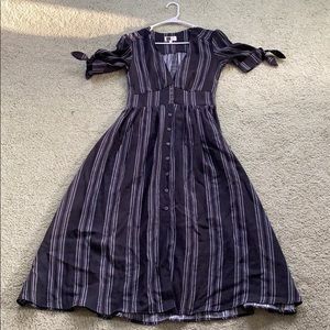 Ankle length black and white striped dress
